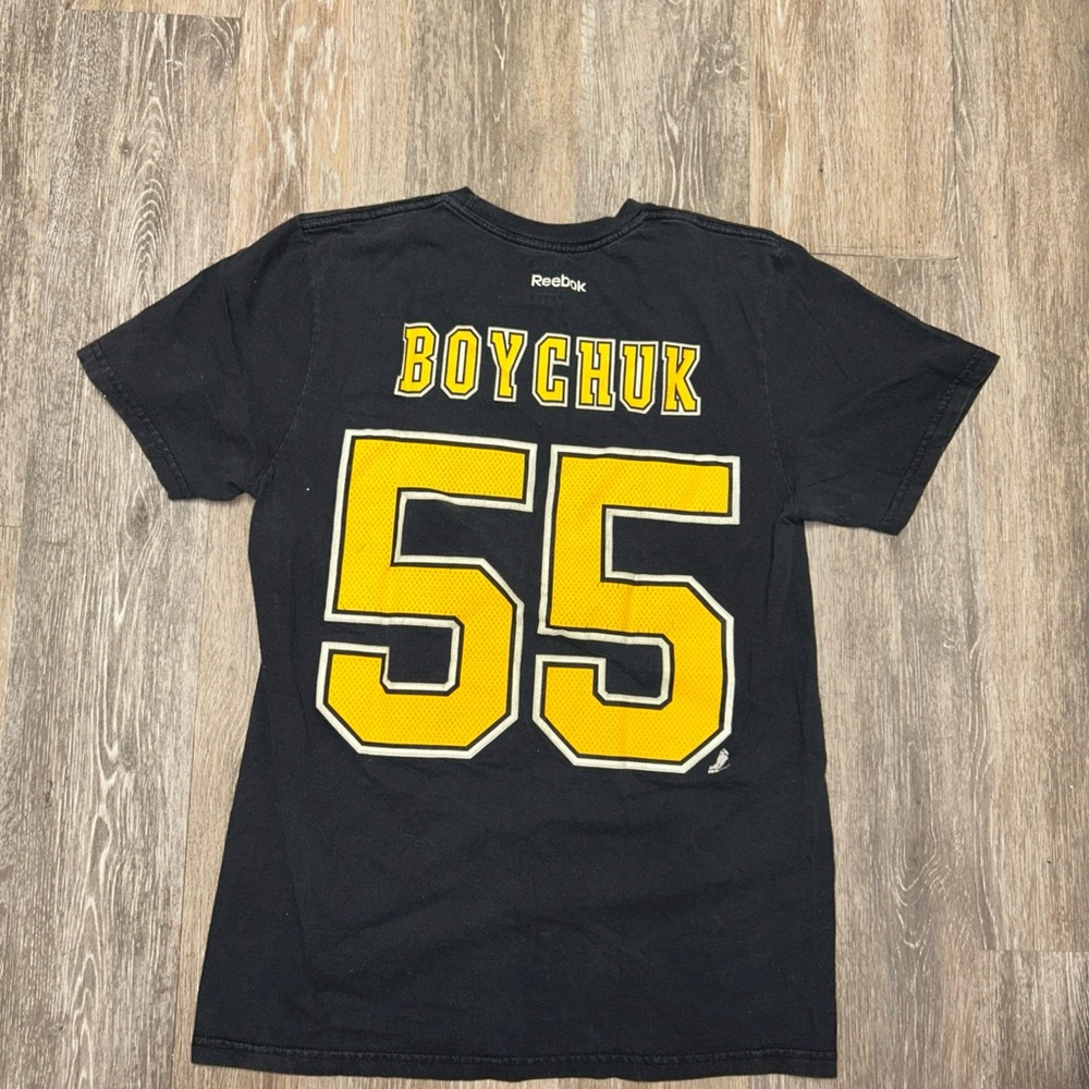 NHL Boston Bruins Hockey #55 Boychuck Black Reebok Shirt Mens M